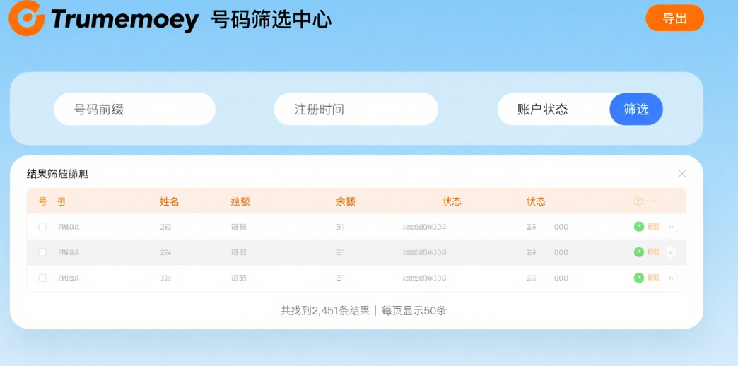 Truemoney号码筛选
